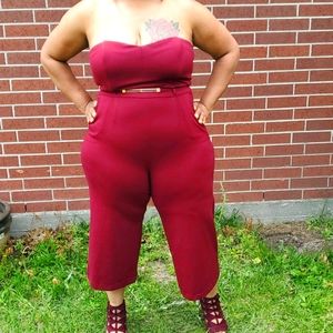 HAVE XL Burgundy Strapless  3/4 Length Romper